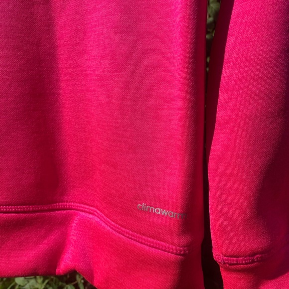 WOMENS SMALL PINK HOODED ADIDAS 2 POCKET THUMB LOOPS PULLOVER SWEATSHIRT - Picture 7 of 7